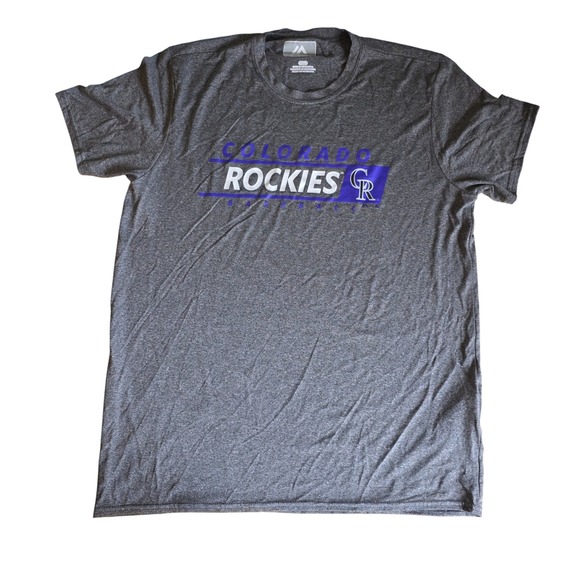 Majestic Other - Majestic Colorado Rockies MLB Baseball T-Shirt Gray‎ Large Mens NWOT